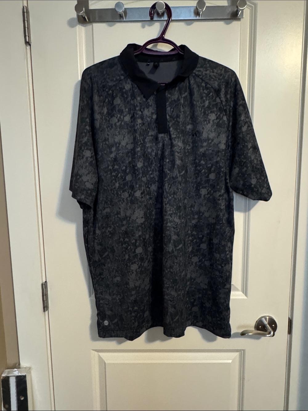 adidas Men's Black & Dark Gray Pattern Polo